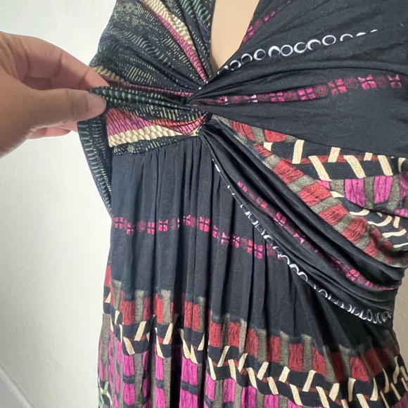 ETRO Milano Sleeveless Twist Front Light Tribal Print Midi Dress Size 42 (US 8) - Picture 6 of 13